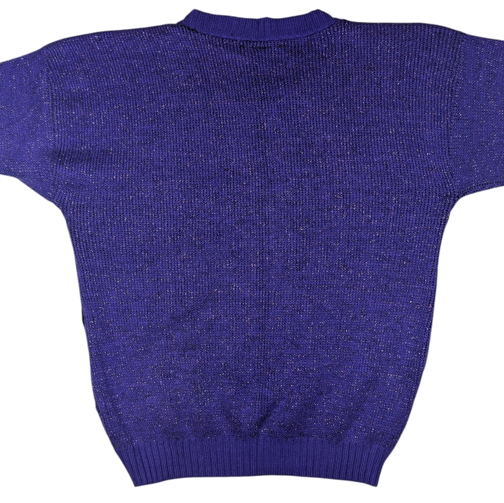 Vintage purple/metallic sweater W black geometric. Centennial Knits Ltd. Lg - Picture 11 of 14